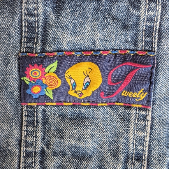 Vintage Tweety Bib Denim Overalls Shorts - Picture 7 of 14